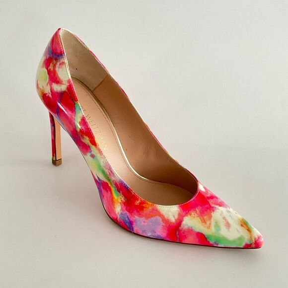 New Stuart Weitzman Heist Rossun Elegant Patent Leather Point-toe Stiletto 8.5 - Picture 10 of 12
